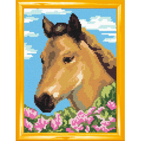 Лошадь в кустах сирени Набор для вышивания крестом с мулине Чарівниця BH-02