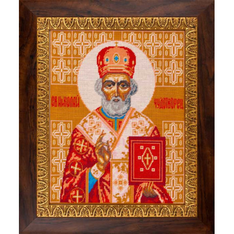 Образ Святого Николая Чудотворца Набор для вышивания крестом с мулине Чарівниця NP-01