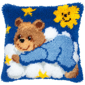 Ведмедик у блакитному Набір для вишивання подушки (килимкова техніка) Vervaco PN-0014186