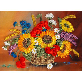 НЛ-3011 Набор для вышивания лентами Марічка Корзина летних цветов