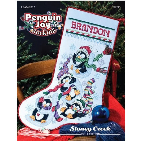 Penguin Joy Stocking Схема для вышивания крестом Stoney Creek LFT317