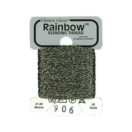 Rainbow Blending Thread 906 Black Silver Gold Металізоване муліне Glissen Gloss RBT906