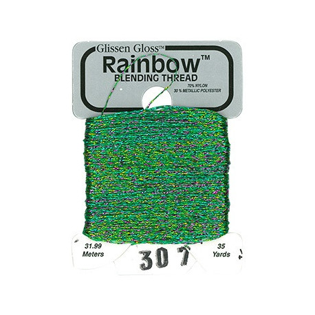 Rainbow Blending Thread 307 Multi Green Металізоване муліне Glissen Gloss RBT307