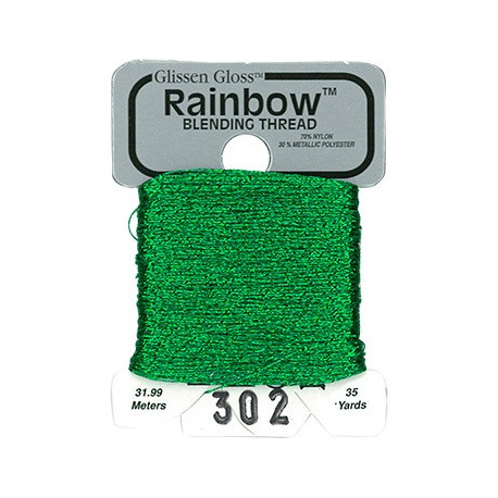 Rainbow Blending Thread 302 Green Металізоване муліне Glissen Gloss RBT302