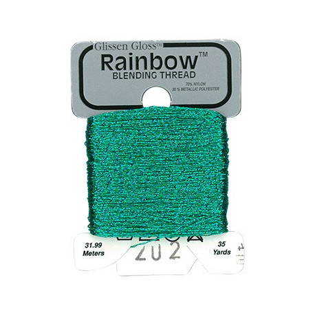 Rainbow Blending Thread 202 Light Teal Blue Металізоване муліне Glissen Gloss RBT202