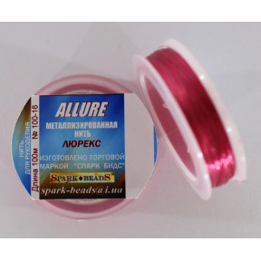 Металізована нитка кругла Люрекс Алюр 100-16 Рожевий яскравий 100 м