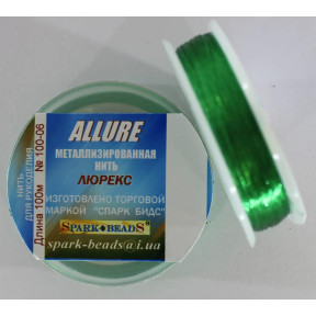 Металізована нитка кругла Люрекс Алюр 100-06 Зелений 100м