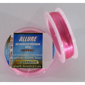 Металізована нитка кругла Люрекс Алюр 100-08 Рожевий 100м