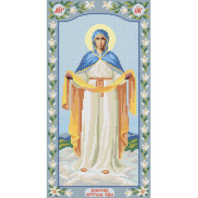 Покров Пресвятой Богородицы Атлас с рисунком для вышивки бисером иконы Вертоградъ C-907