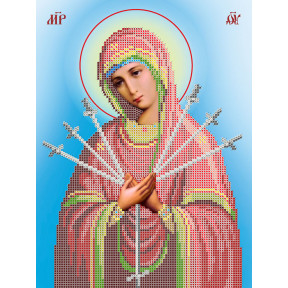 Богородица «Семистрельная» Атлас с рисунком для вышивки бисером иконы Вертоградъ C-802
