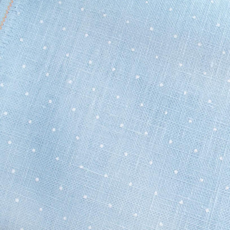 Cashel Linen Mini Dots 28 (ширина 140см) блакитна в білий горох