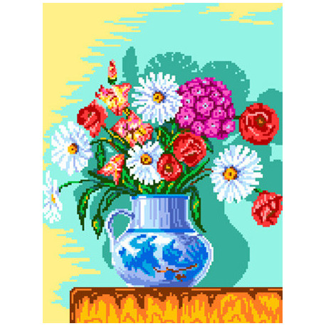 Букет цветов в вазе (графика) Ткань для вышивания с нанесённым рисунком Orchidea O-2413