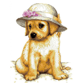 Собачка в капелюшку Тканина для вишивання з нанесеним малюнком Orchidea O-2415