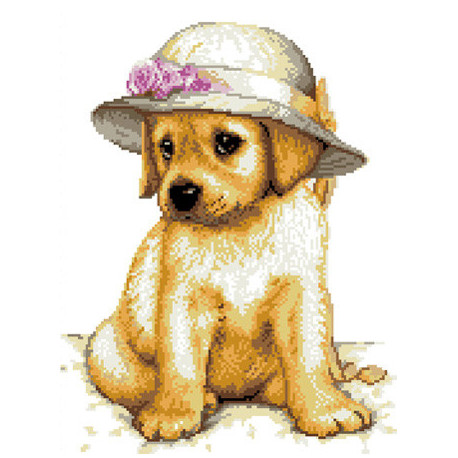 Собачка в шляпке Ткань для вышивания с нанесённым рисунком Orchidea O-2415