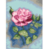 Троянда на синьому фоні Тканина для вишивання з нанесеним малюнком Orchidea O-2432
