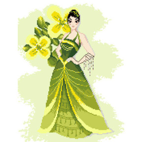 Девушка с жасмином Ткань для вышивания с нанесённым рисунком Orchidea O-2434