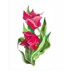 Красные тюльпаны Ткань для вышивания с нанесённым рисунком Orchidea O-026