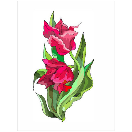 Красные тюльпаны Ткань для вышивания с нанесённым рисунком Orchidea O-026