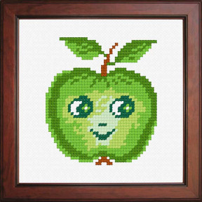 Зеленое яблоко с лицом Набор для вышивания с нанесённым рисунком Orchidea N-1104