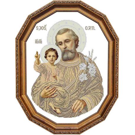 Святой Иосиф с Иисусом (сепия) Канва с нанесенным рисунком для вышивания бисером БС Солес СЙІ-с-СХ