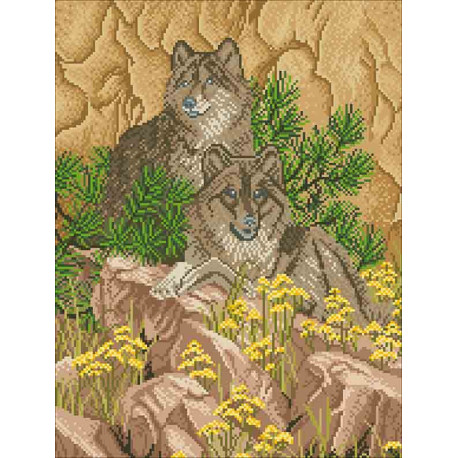 Волки Канва с нанесенным рисунком для вышивания бисером Солес ДП-01-СХ