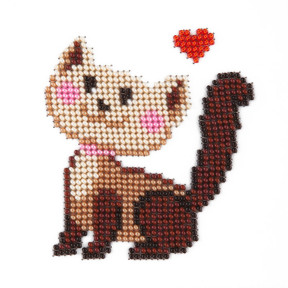Кошка Набор для для вышивания бисером по ткани с рисунком Louise L-406