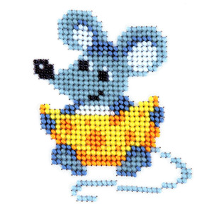 Мышь с сыром Набор для для вышивания бисером по ткани с рисунком Louise L-418