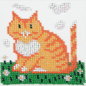 Котик Набор для для вышивания бисером по ткани с рисунком Louise L-437