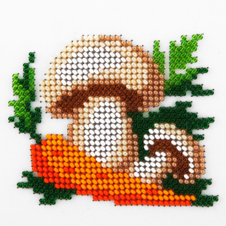 Морковь и грибы Набор для для вышивания бисером по ткани с рисунком Louise L-498