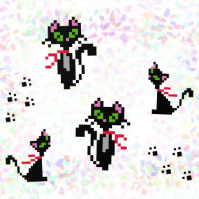 Кошки Флизелин пришивной водорастворимый с рисунком Confetti K-104