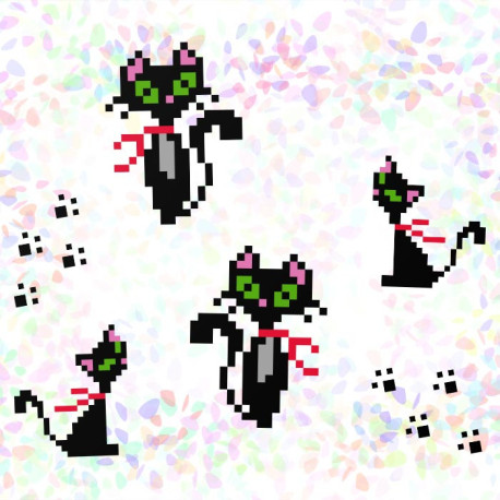 Кошки Флизелин пришивной водорастворимый с рисунком Confetti K-104