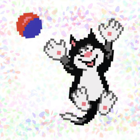 Кот с мячом Флизелин пришивной водорастворимый с рисунком Confetti K-114