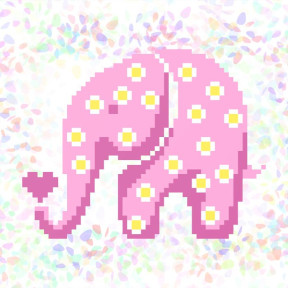 Розовый слон Флизелин пришивной водорастворимый с рисунком Confetti K-119