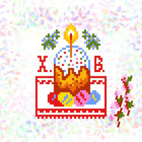 Пасха Флизелин пришивной водорастворимый с рисунком Confetti K-122