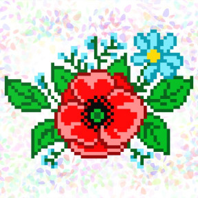 Полевые цветы Флизелин пришивной водорастворимый с рисунком Confetti K-126