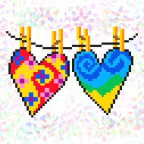 Сердца Флизелин пришивной водорастворимый с рисунком Confetti K-129