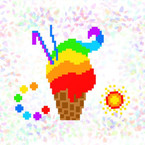 Радужное мороженое Флизелин пришивной водорастворимый с рисунком Confetti K-134