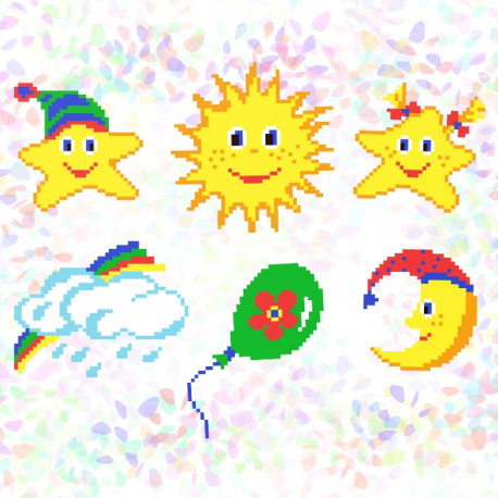Детские сны (6 фрагментов) Флизелин пришивной водорастворимый с рисунком Confetti K-206