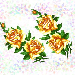 Жёлтые розы (2 фрагмента) Флизелин пришивной водорастворимый с рисунком Confetti K-212