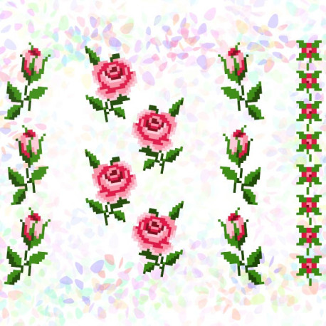 Маленькі трояндочки (10 фрагментів) Флізелін пришивний водорозчинний з малюнком Confetti K-215