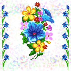 Букет полевых цветов (3 фрагмента) Флизелин пришивной водорастворимый с рисунком Confetti K-223