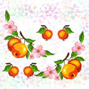 Яблоки (6 фрагментов) Флизелин пришивной водорастворимый с рисунком Confetti K-238