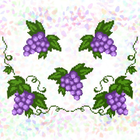 Виноградные листья (5 фрагментов) Флизелин пришивной водорастворимый с рисунком Confetti K-240