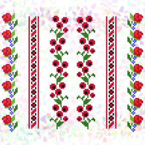 Цветочные узоры (6 фрагментов) Флизелин пришивной водорастворимый с рисунком Confetti K-241