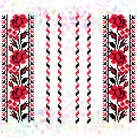 Квіткова алея (6 фрагментів) Флізелін пришивний водорозчинний з малюнком Confetti K-242
