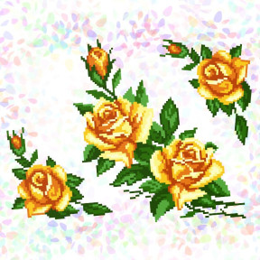 Жёлтые розы (3 фрагмента) Флизелин пришивной водорастворимый с рисунком Confetti K-248