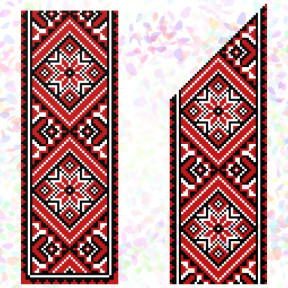 Красное и чёрное (2 фрагмента) Флизелин пришивной водорастворимый с рисунком Confetti K-249