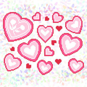 Сердца (17 фрагментов) Флизелин пришивной водорастворимый с рисунком Confetti K-332