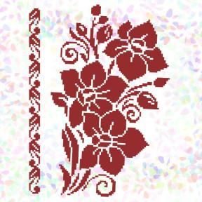 Цветочный узор (2 фрагмента) Флизелин пришивной водорастворимый с рисунком Confetti K-333