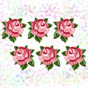 Розы (6 фрагментов) Флизелин пришивной водорастворимый с рисунком Confetti K-336